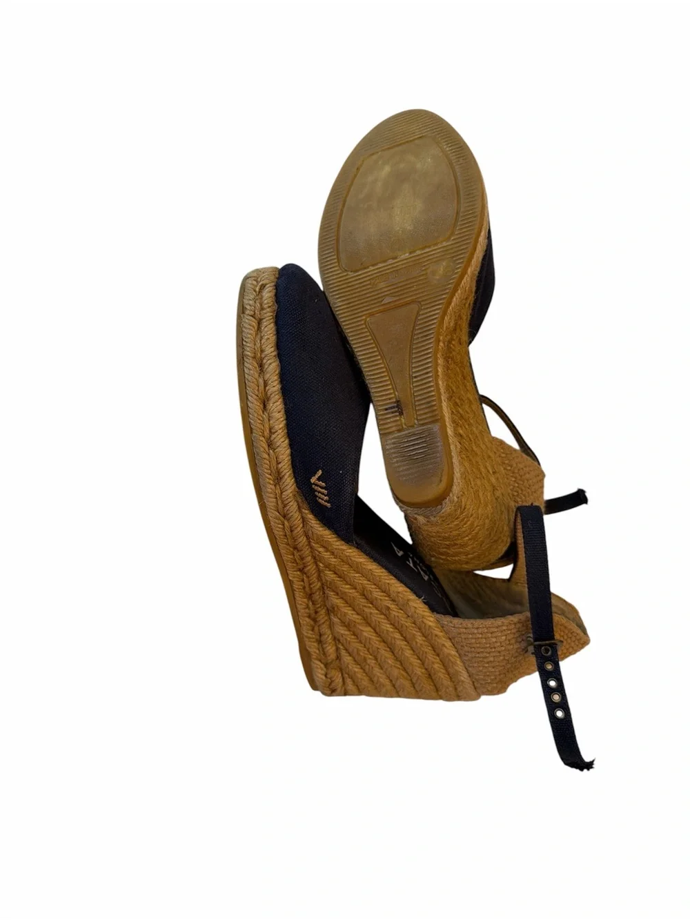 Viscata Navy Espadrille Wedge Sandals with Ankle Strap